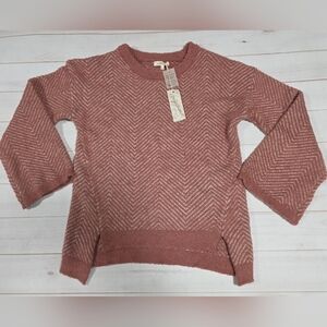 Mystree Chevron Textured Oversized Sweater In Rust Pink Size Small - NWT